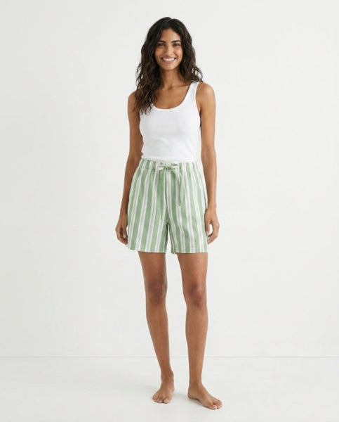 Unisex Euro Cotton Shorts - Mineral Green Stripe