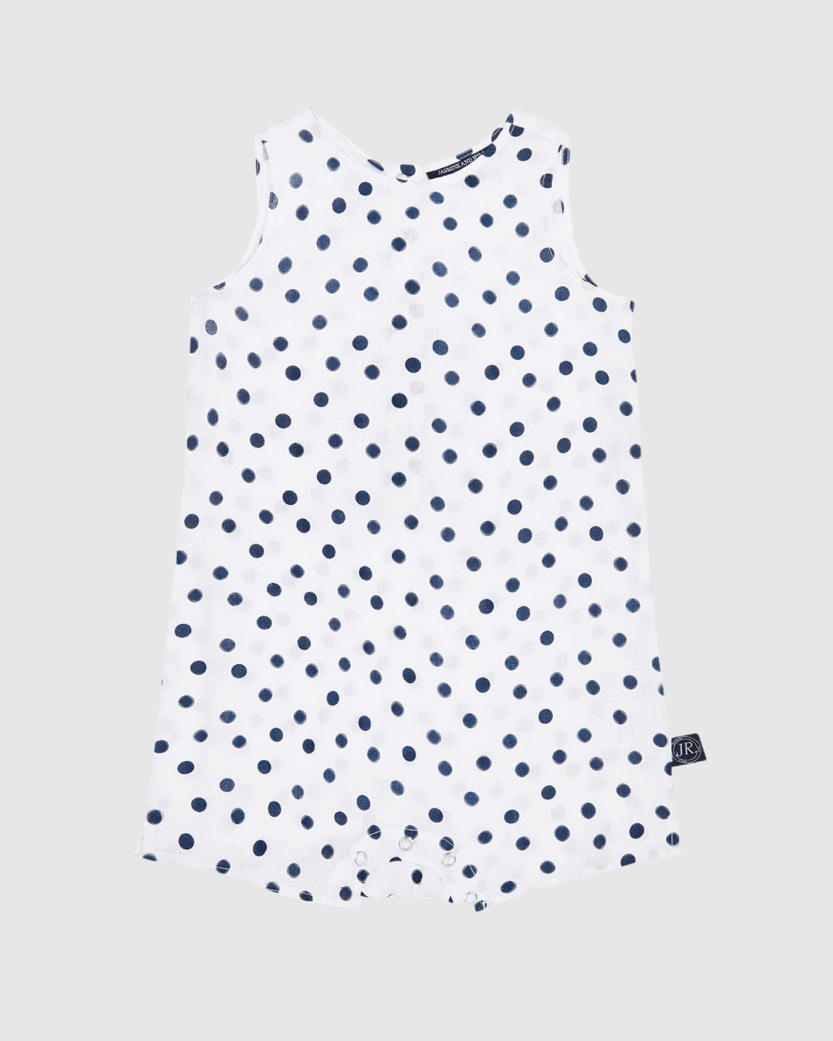 Load image into Gallery viewer, Junior Linen Playsuit Navy Navy Spot
