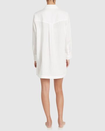 Remi Linen Sleep Shirt White