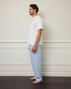 Unisex Cotton Man Pant - Seersucker Stripe Blue