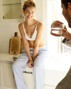 Unisex Cotton Man Pant - Seersucker Stripe Blue