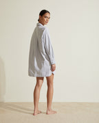 Remi Cotton Flannel Sleep Shirt - Navy Stripe