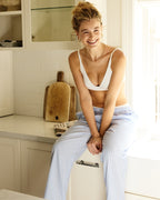 Unisex Cotton Man Pant - Seersucker Stripe Blue