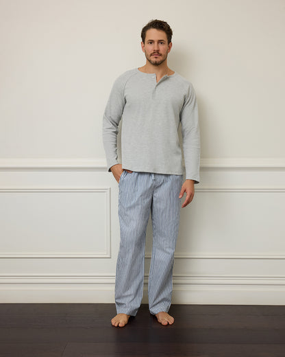 Unisex Cotton Man Pant - Washed Navy Stripe