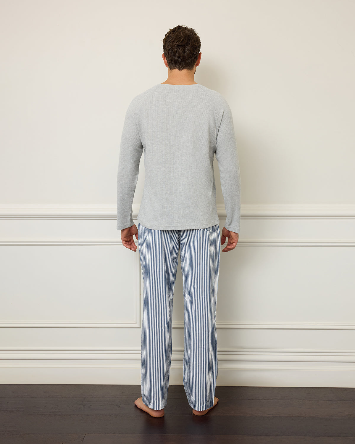 Unisex Cotton Man Pant - Washed Navy Stripe