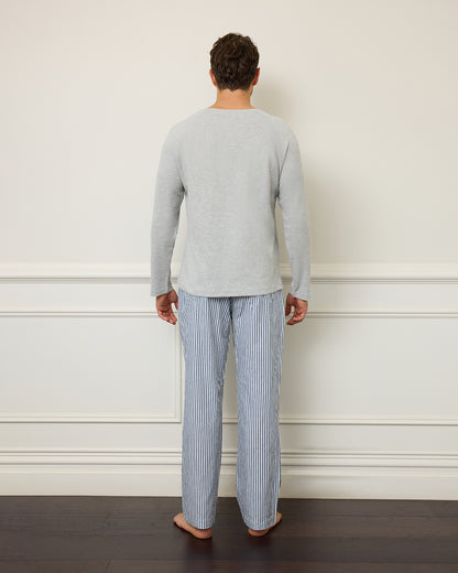 Unisex Cotton Man Pant - Washed Navy Stripe