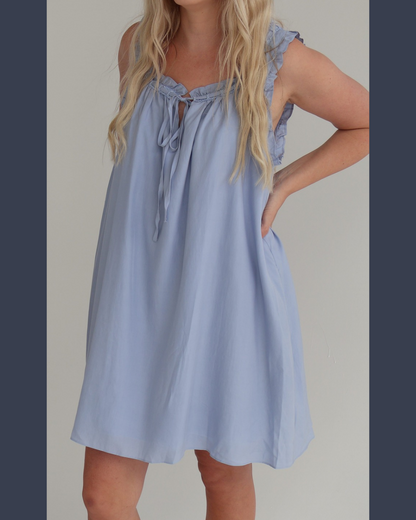 Fleur Luxe Lounge Dress - Blue Tencel™
