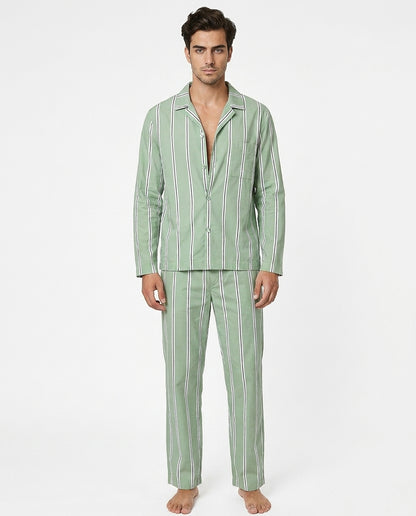 Unisex Cotton Onassis Set - Mineral Green Black Stripe