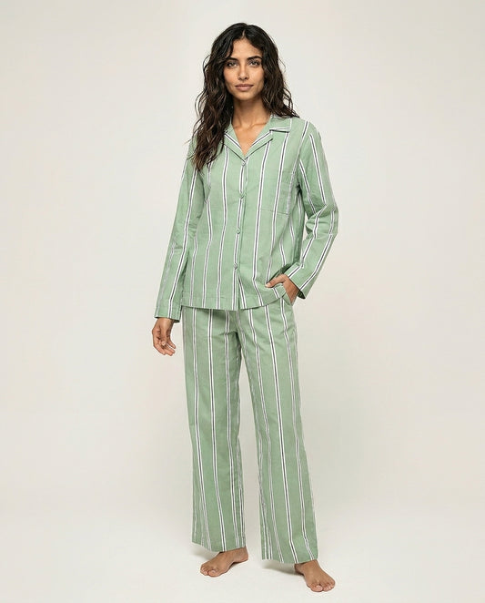 Unisex Cotton Onassis Set - Mineral Green Black Stripe