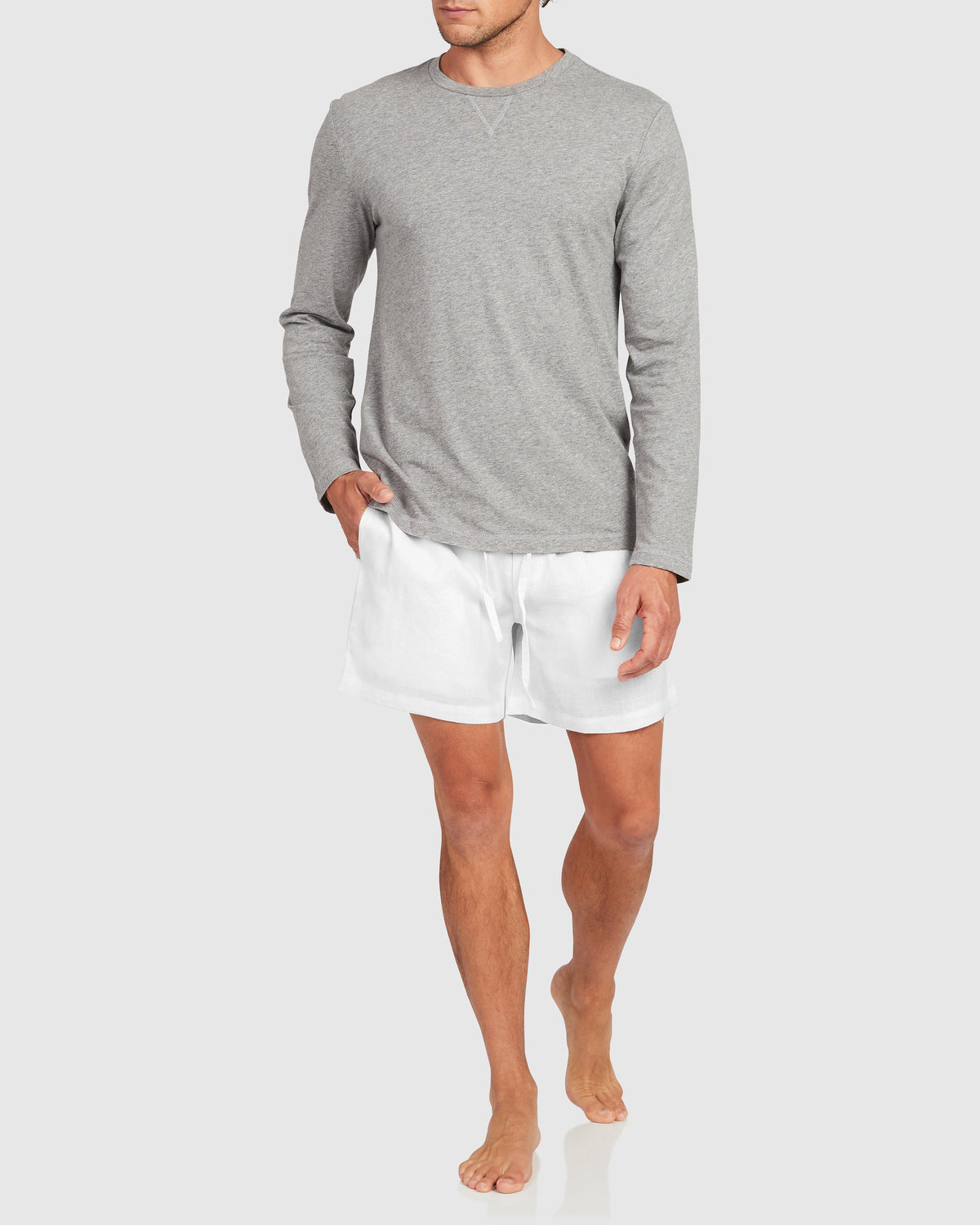 Mens Linen Lounge Short - White