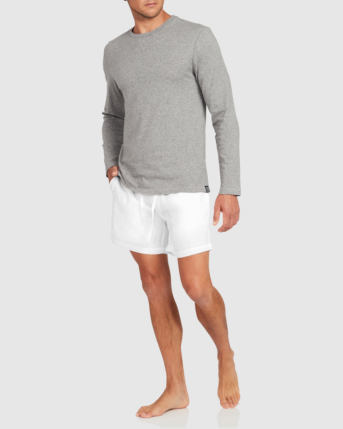 Mens Linen Lounge Short - White
