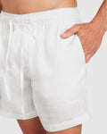 Mens Linen Lounge Short - White