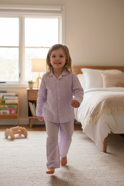 Seersucker Stripe Junior Set - Purple