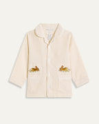 Bunny Embroidered Seersucker Stripe Junior Set - Sand