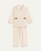 Bunny Embroidered Seersucker Stripe Junior Set - Sand