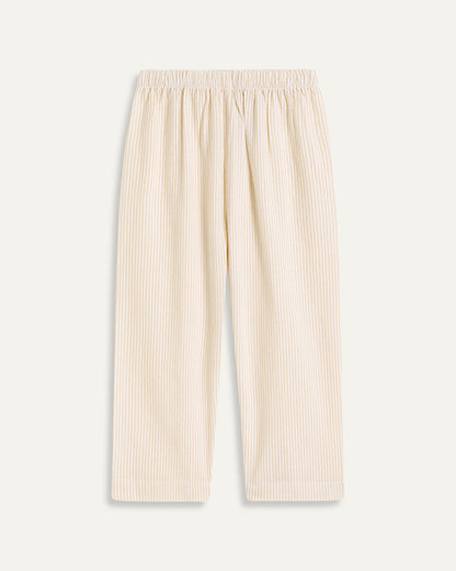 Bunny Embroidered Seersucker Stripe Junior Set - Sand