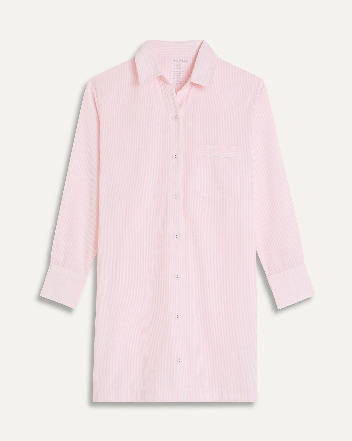 Remi Seersucker Sleep Shirt - Pink and White Stripe