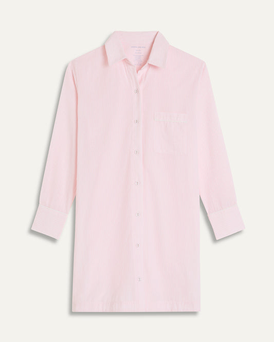 Remi Seersucker Sleep Shirt - Pink and White Stripe