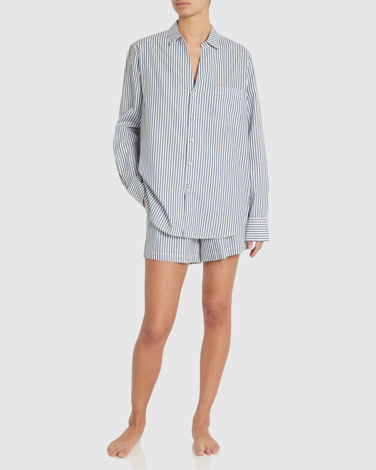 Brooke Cotton Set - Washed Navy Stripe