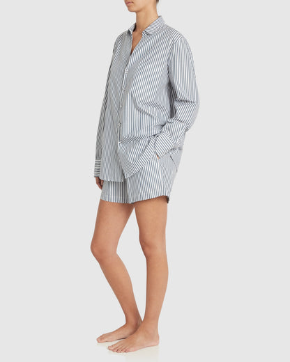 Brooke Cotton Set - Washed Navy Stripe