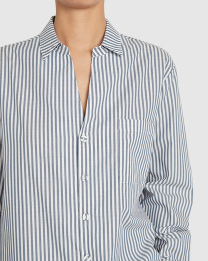 Brooke Cotton Set - Washed Navy Stripe