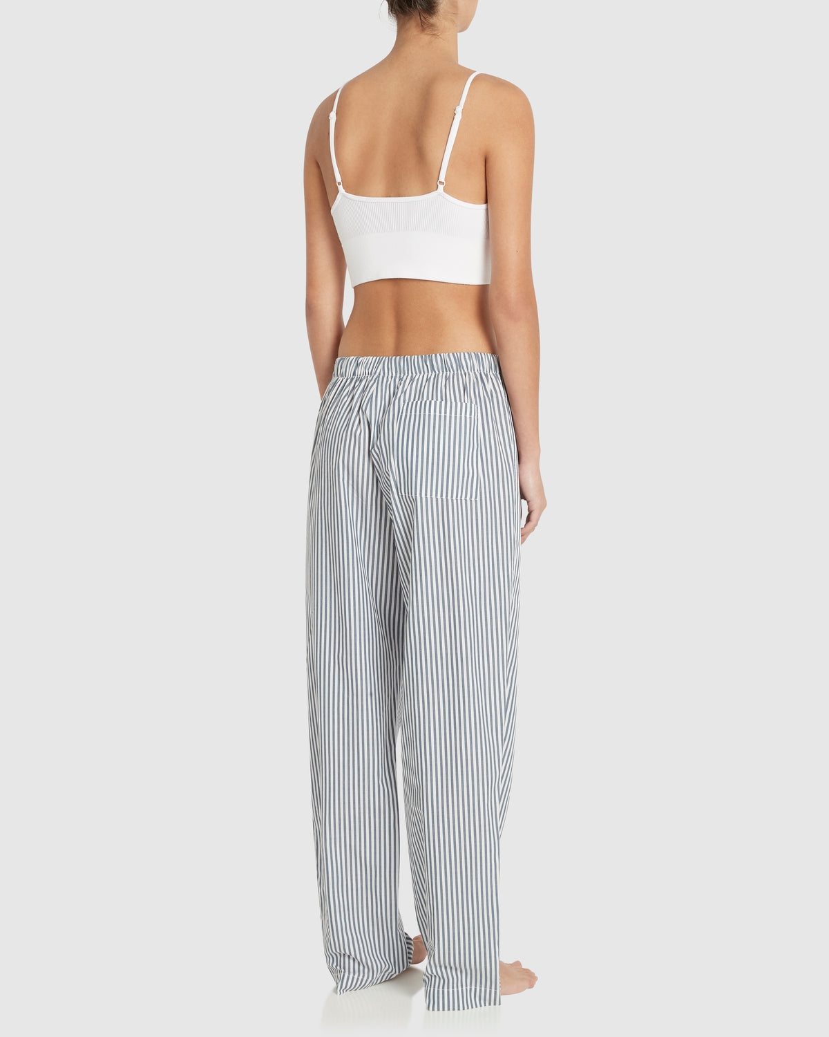 Unisex Cotton Man Pant - Washed Navy Stripe