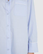 Remi Cotton Sleep Shirt - Placid Blue and White Stripe
