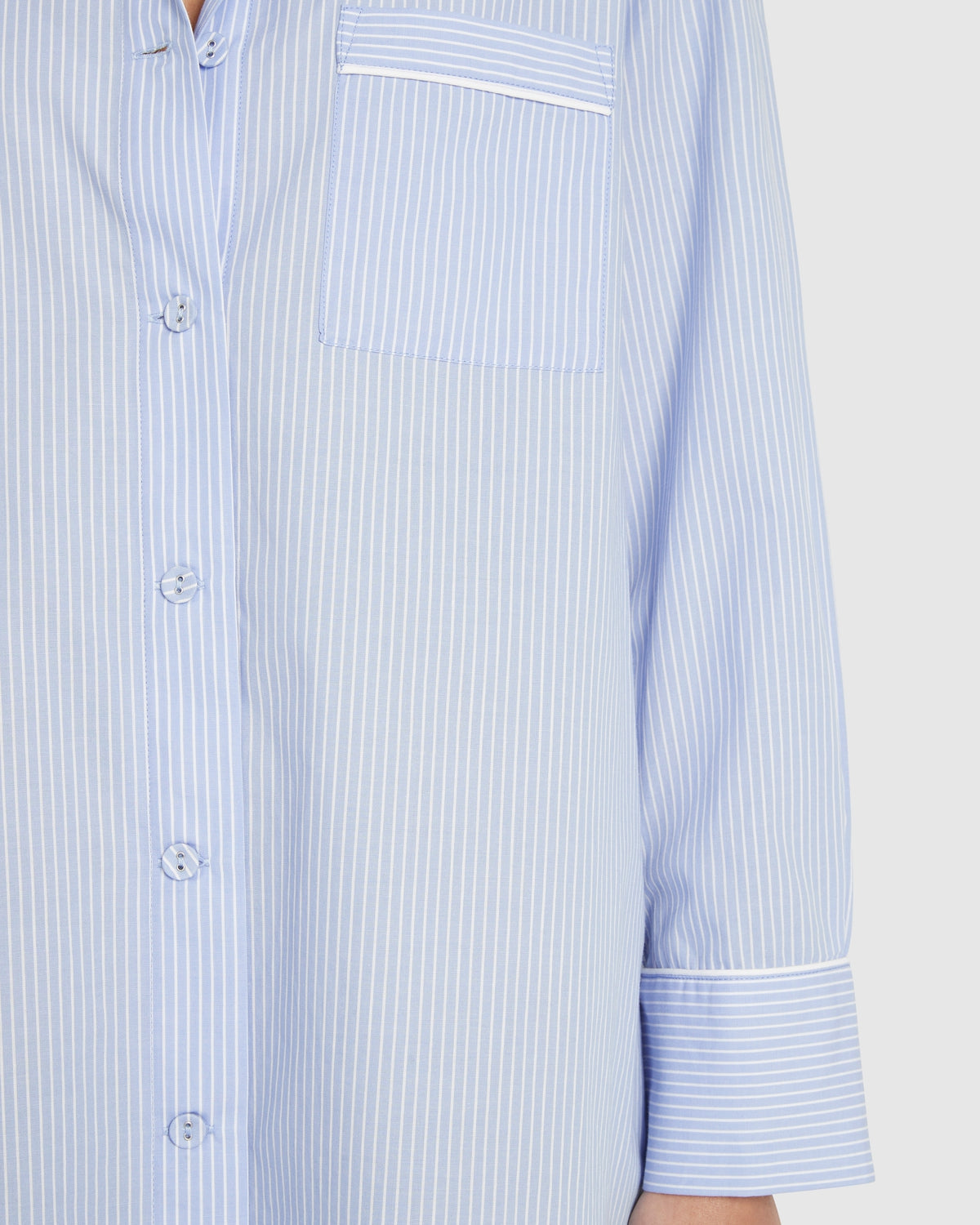 Remi Cotton Sleep Shirt - Placid Blue and White Stripe