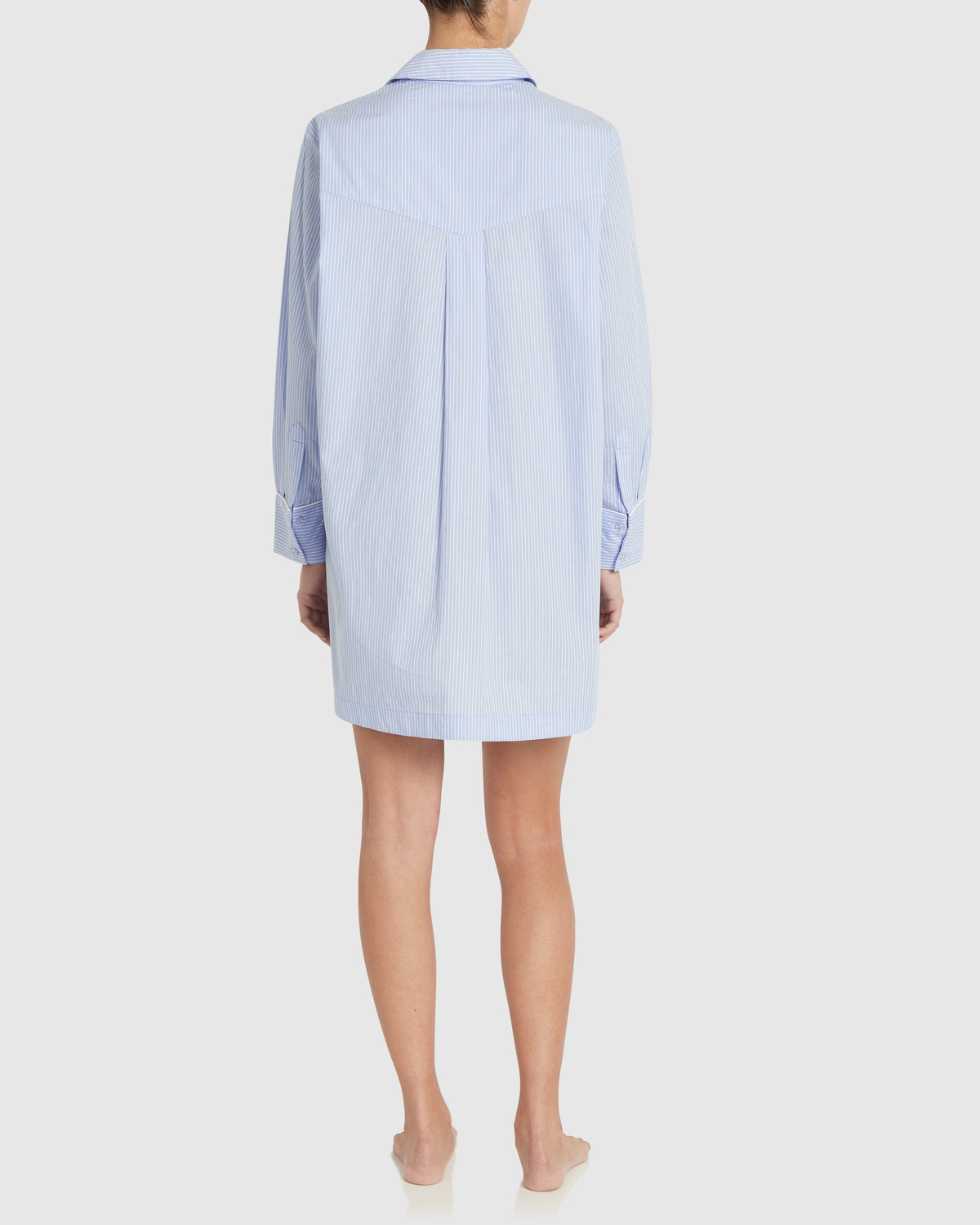 Remi Cotton Sleep Shirt - Placid Blue and White Stripe