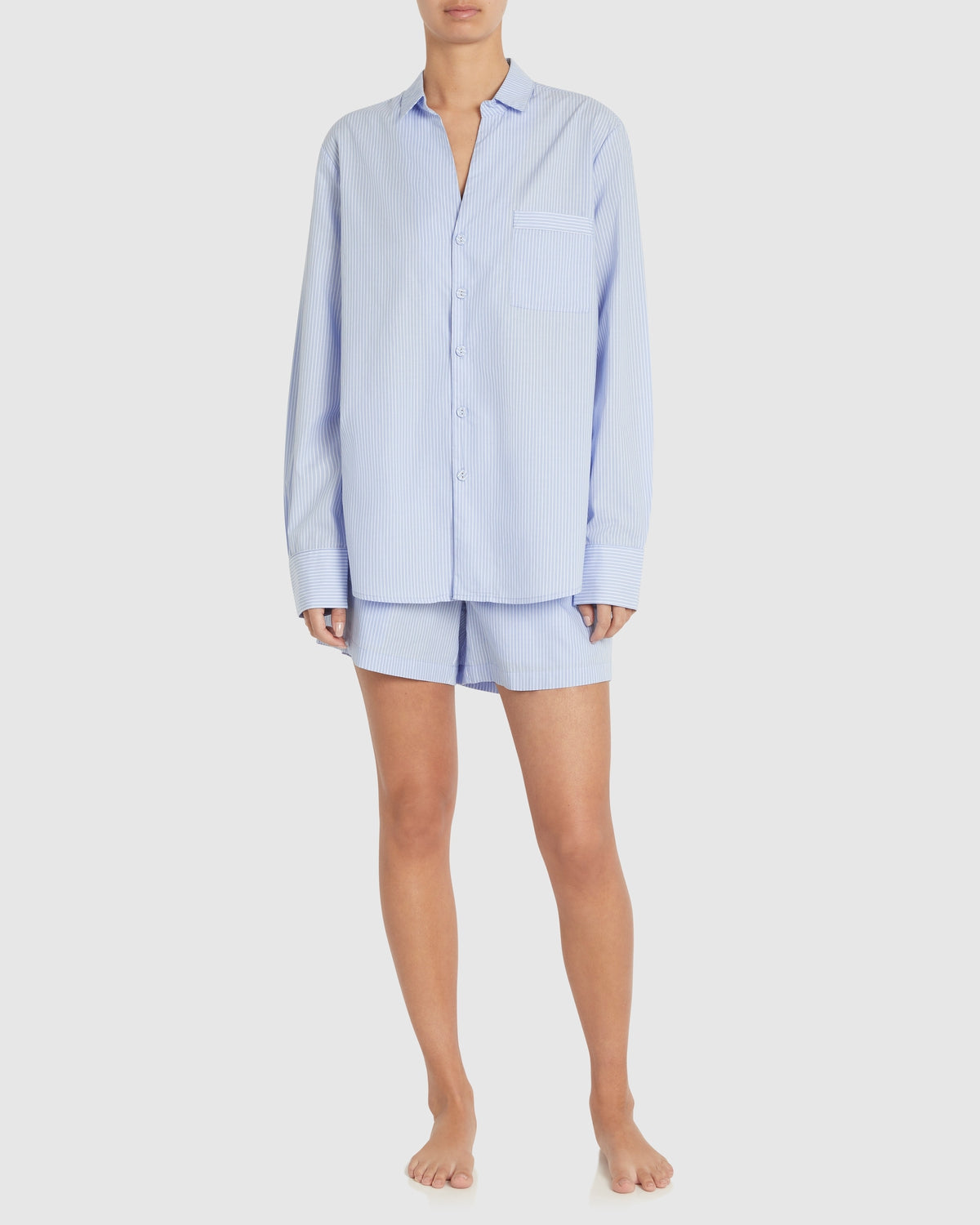 Brooke Cotton Set - Placid Blue and White Stripe