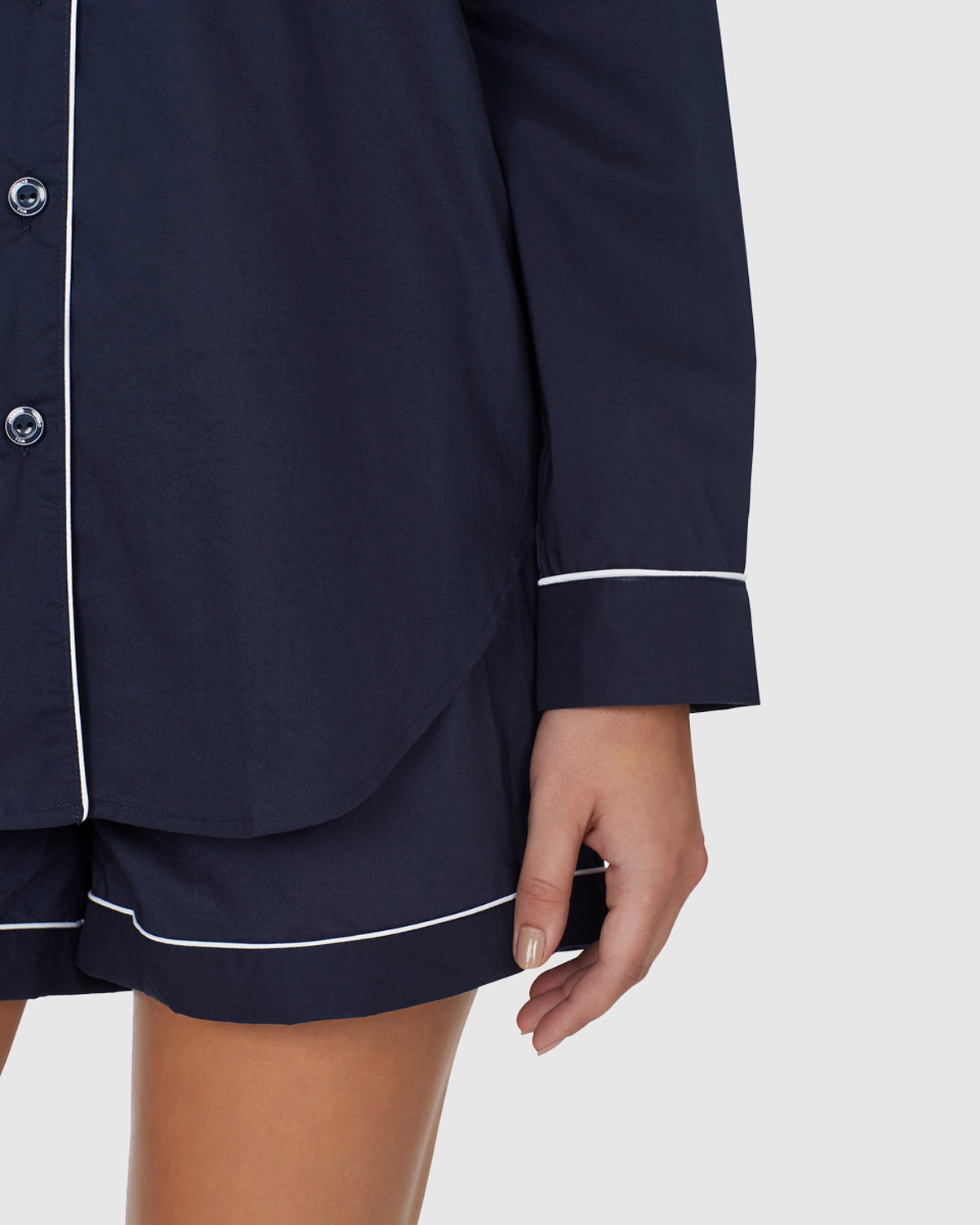 Classic Cotton Short Pyjama Set Navy with White Trim