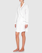 Classic Linen Robe White with Navy Trim