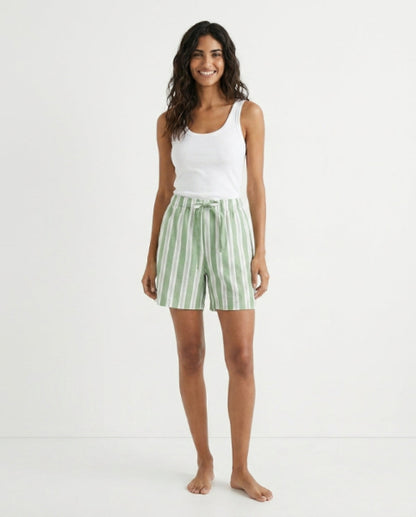 Unisex Euro Cotton Shorts - Mineral Green Stripe