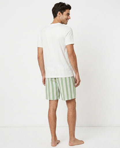 Unisex Euro Cotton Shorts - Mineral Green Stripe