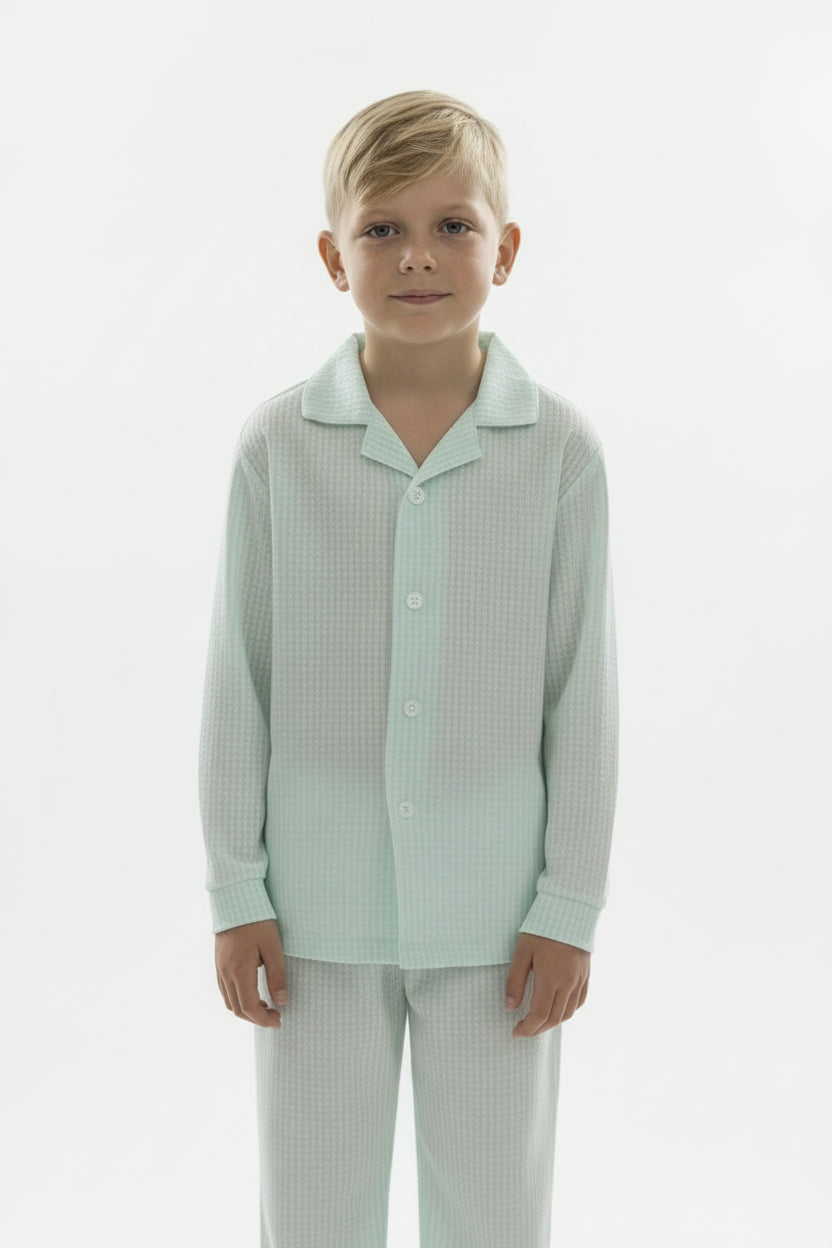 Seersucker Stripe Junior Set - Green