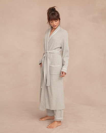 Pampelone Long Cotton Robe - Grey Waffle
