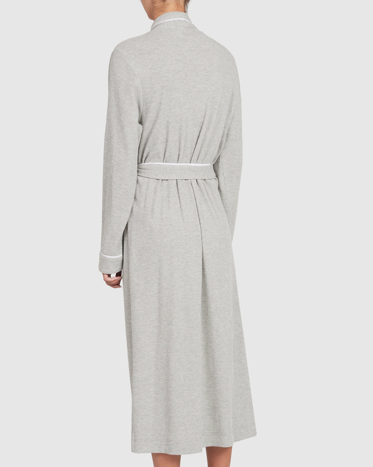 Pampelone Long Cotton Robe - Grey Waffle