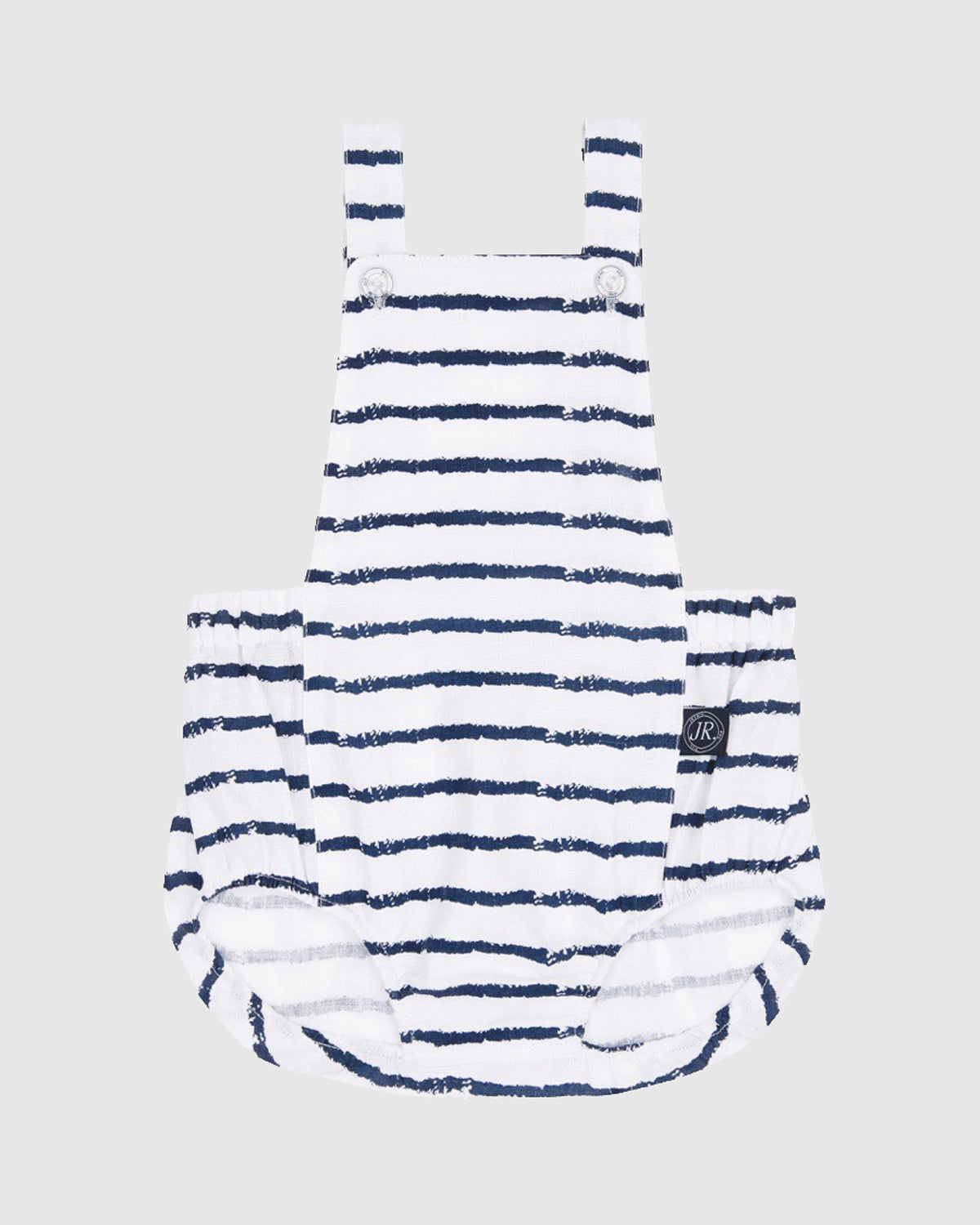 Load image into Gallery viewer, Junior Linen Day Romper Navy Stripe
