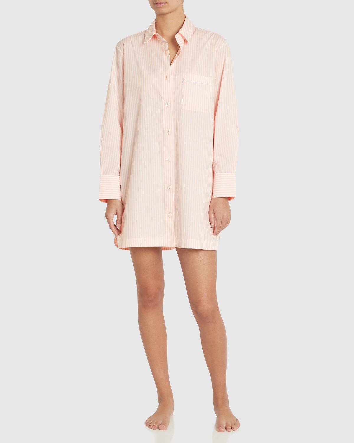 Load image into Gallery viewer, Remi Cotton Sleep Shirt - Blush Stripe
