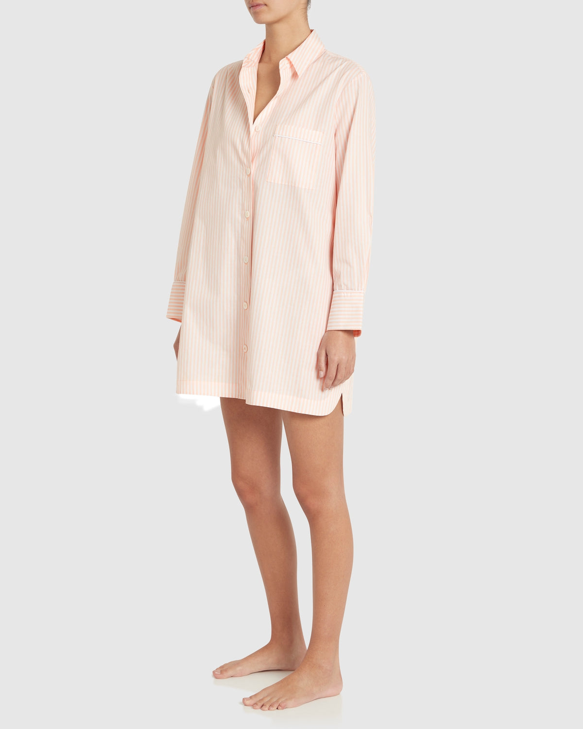 Load image into Gallery viewer, Remi Cotton Sleep Shirt - Blush Stripe
