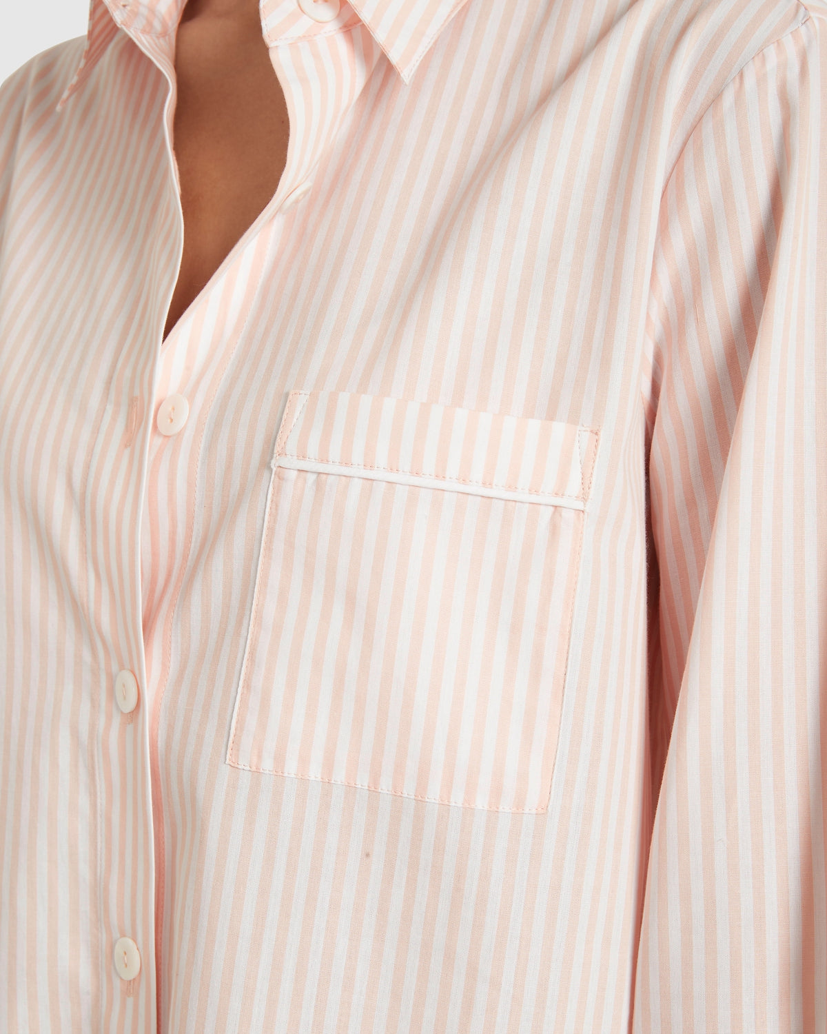 Load image into Gallery viewer, Remi Cotton Sleep Shirt - Blush Stripe
