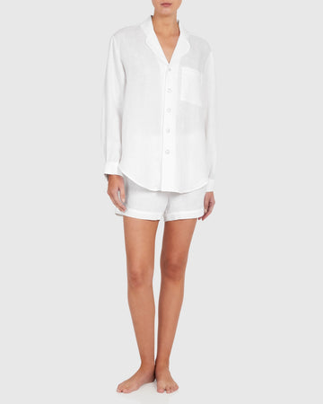 Classic Linen Short Pyjama Set - White