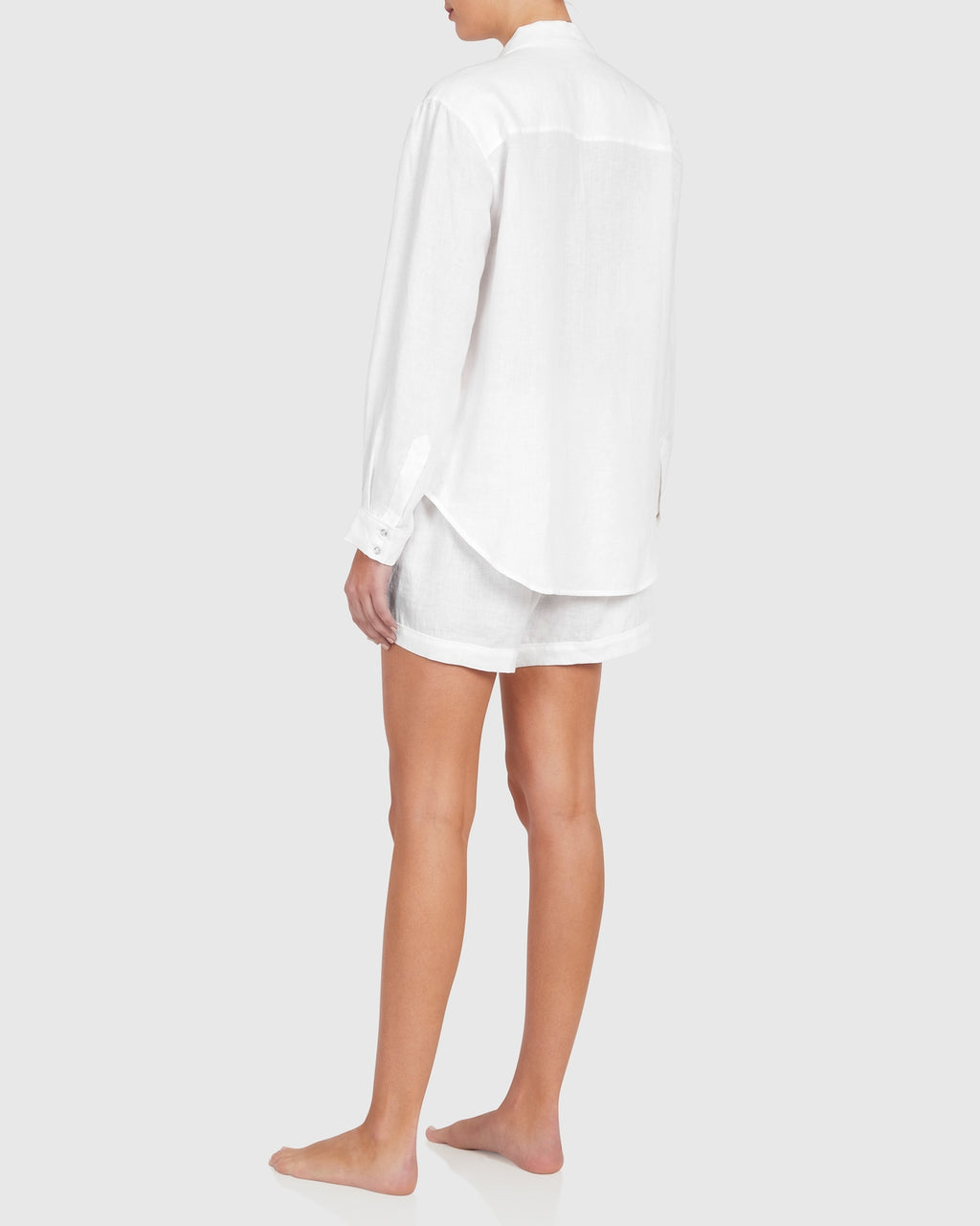 Classic Linen Short Pyjama Set - White