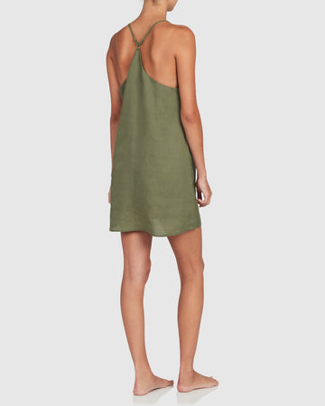 Sorrento Linen Slip Nightie - Olive