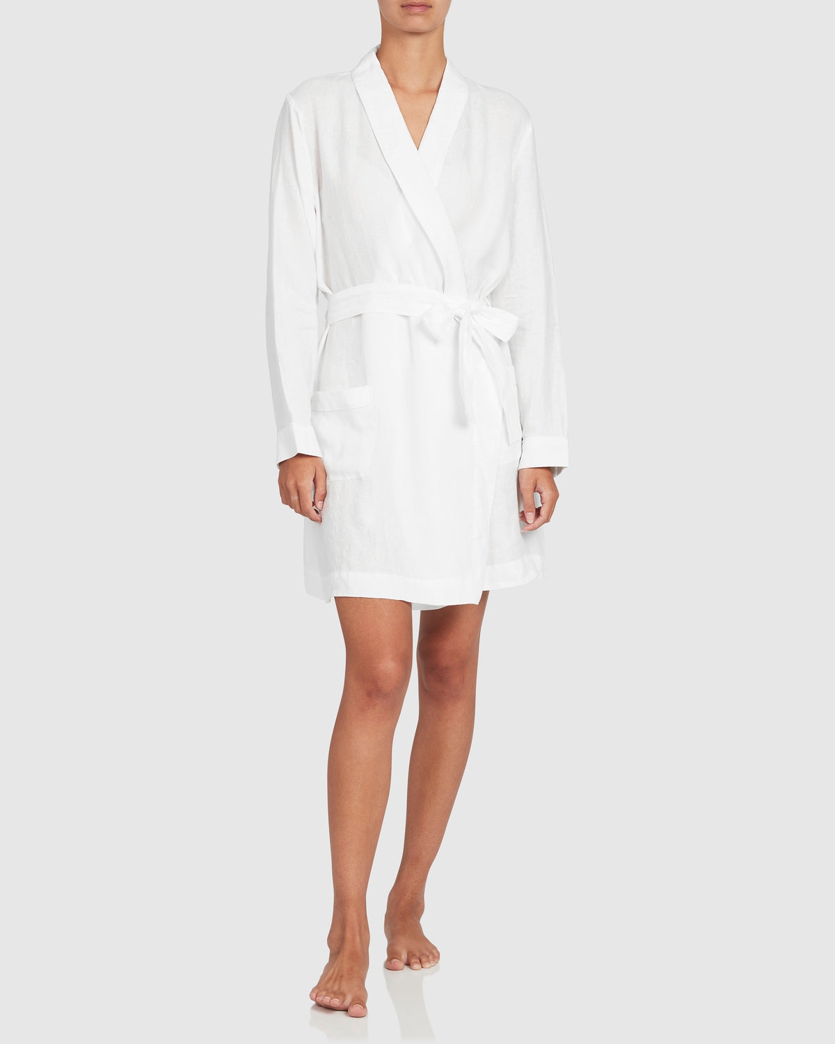 Load image into Gallery viewer, Classic Linen Robe White
