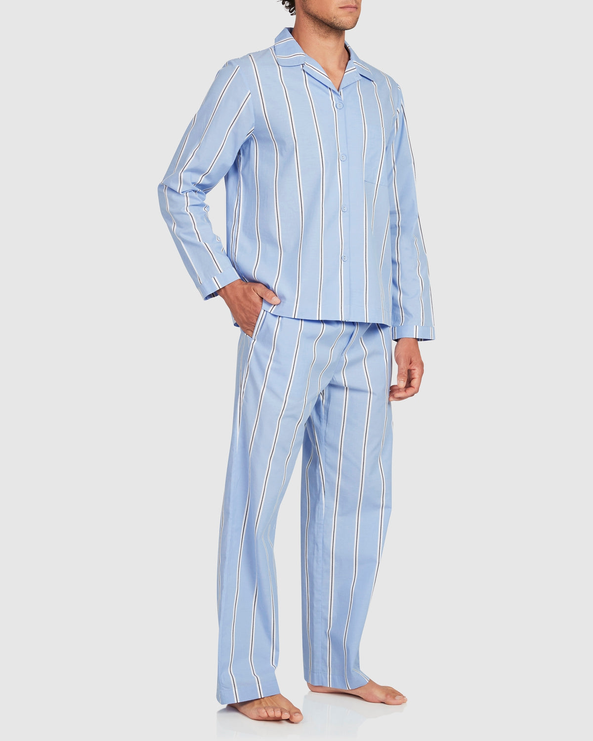 Unisex Cotton Onassis Set - Wide Blue Black Stripe