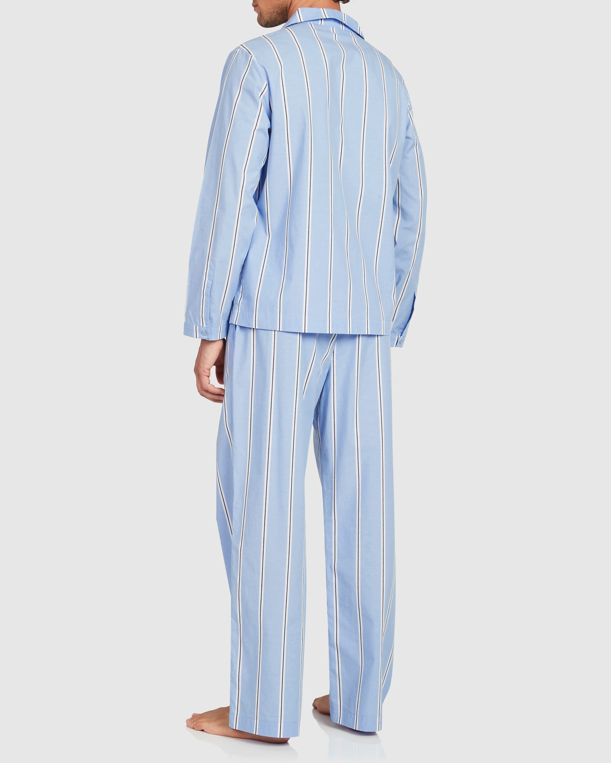 Load image into Gallery viewer, Unisex Cotton Onassis Set - Wide Blue Black Stripe
