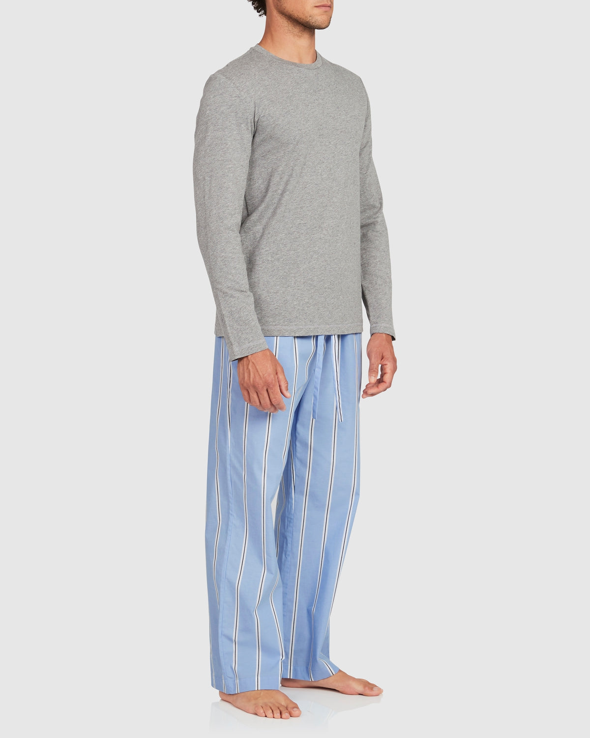 Load image into Gallery viewer, Unisex Cotton Man Pant - Wide Blue Black Stripe
