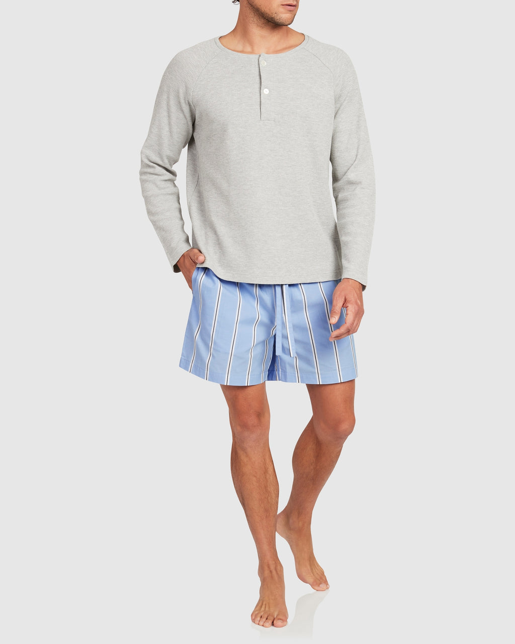 Unisex  Euro Cotton Shorts - Wide Blue Black Stripe