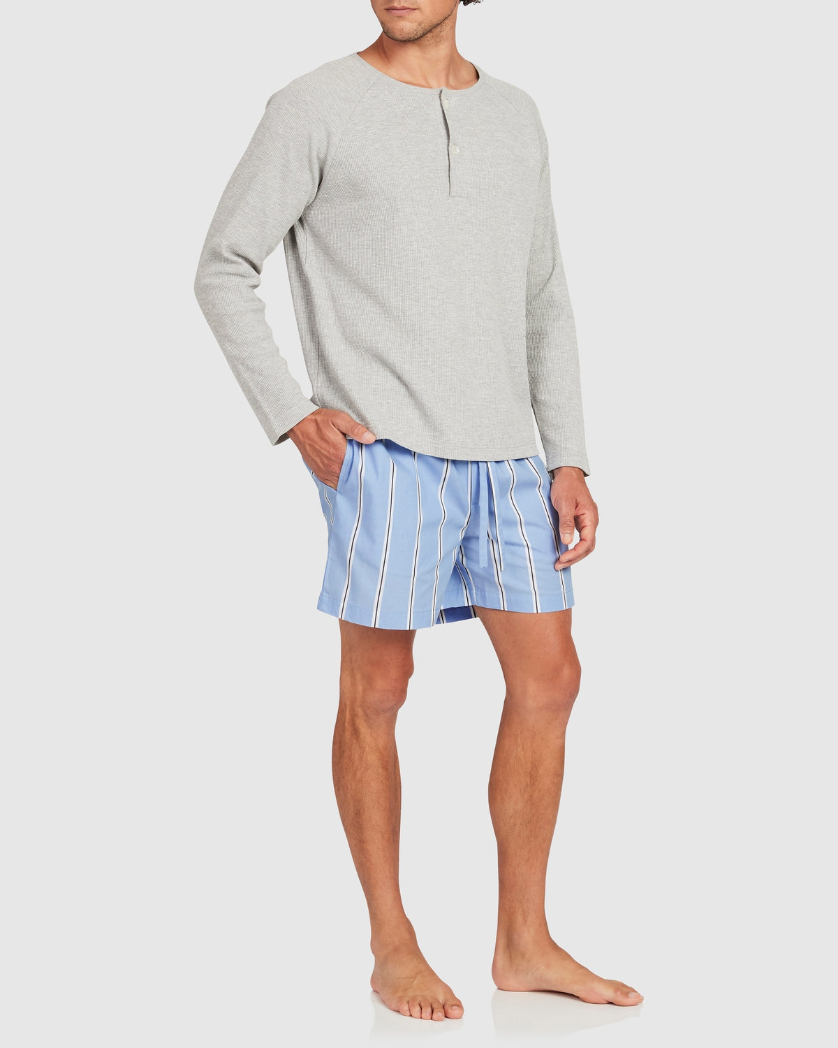 Unisex  Euro Cotton Shorts - Wide Blue Black Stripe